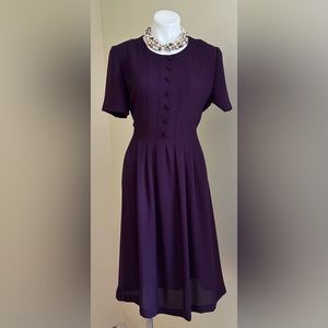 David Warren 80’s Vintage Purple Short Sleeves Pleaded & Button Front SZ…